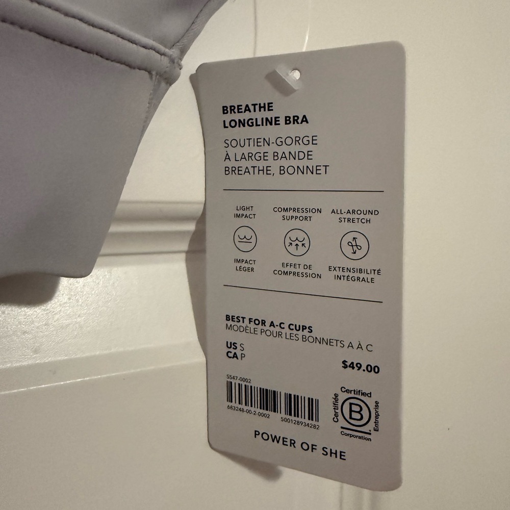Athleta Breathe Longline Gray & Blue Small Sports Bra NWT Best A-C Cups - Picture 2 of 8
